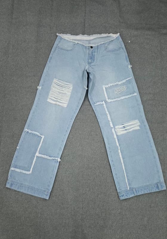 High-Waisted Wide Leg Denim Trousers Manufacturing
