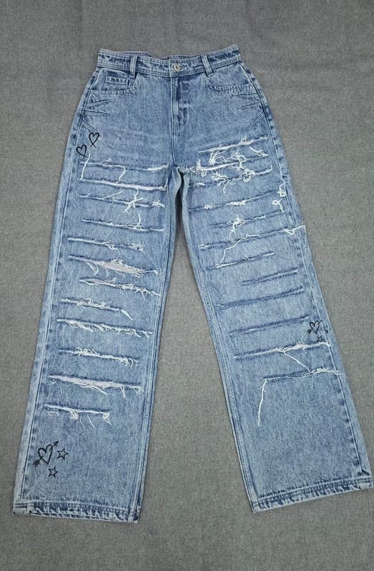 Vintage Acid Wash Tapered Denim Jeans Manufacturing